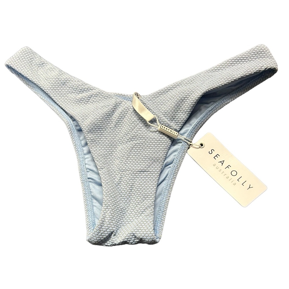 SEAFOLLY star dust v high cut reo blue bell bikini bottoms Size 4 NWT
